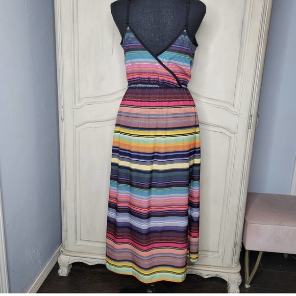 Athleta Havana Rainbow Striped Drawstring Tank Athleisure Quick Dry Dress✨️sz S - Picture 2 of 10
